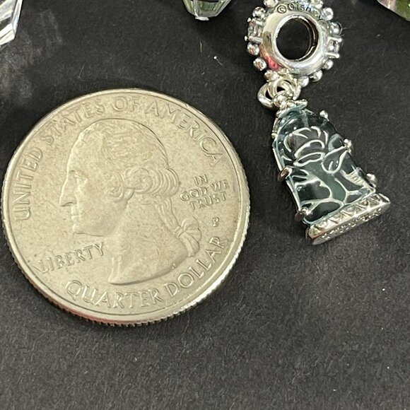 Disney Beauty Beast Dangling Charm Glass Rose Belle Princess Bracelet Silver - Picture 8 of 11